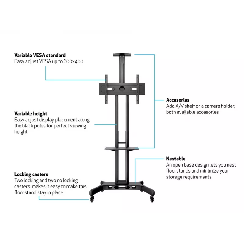 Półka Multibrackets M Public Floorstand Shelf Basic 150 czarna z tworzywa sztucznego i stali