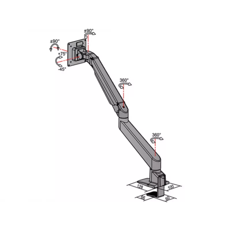 Multibrackets M VESA Gas Lift Arm Single Czarny HD