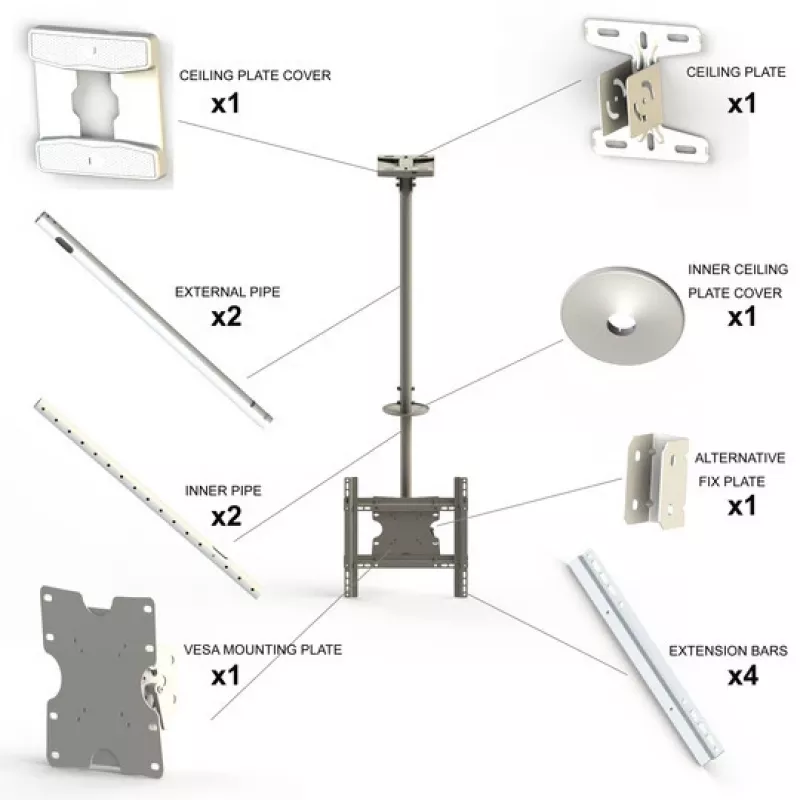 Multibrackets M Public Ceilingmount Medium Single biały 3000 Maks. udźwig 30 kg Min. ekran 32 cale Maks. ekran 55 cali