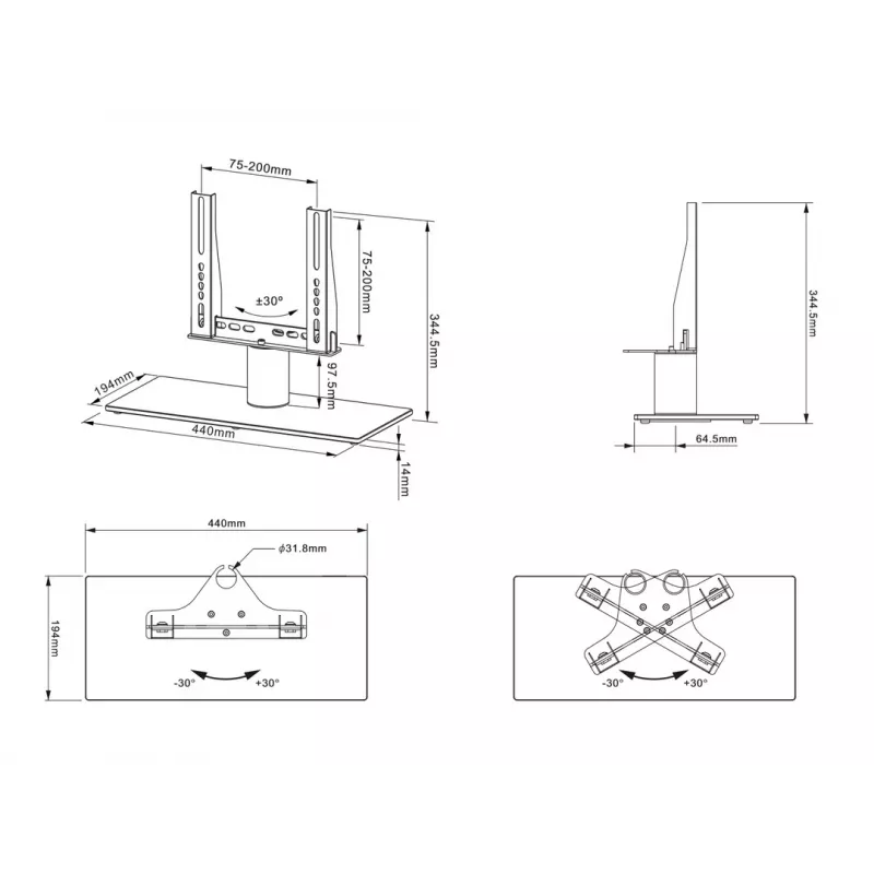 Podstawka stołowa Multibrackets M VESA Tablestand Turn czarna X Small MAX 200x200