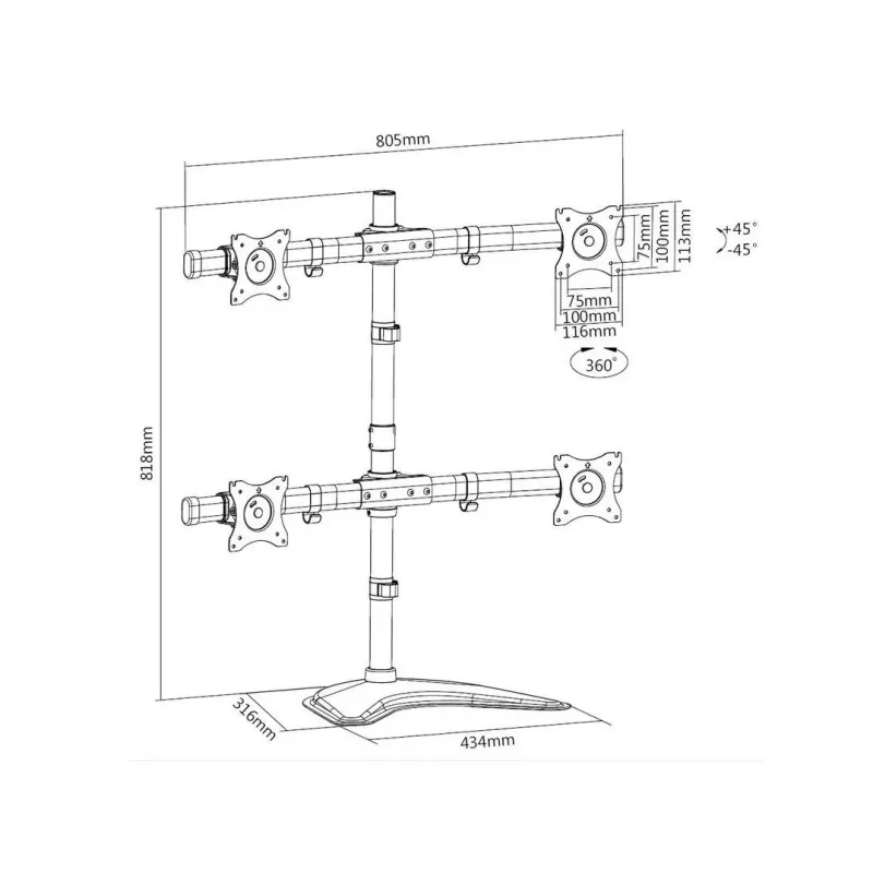 Multibrackets M Deskstand Basic Quad Podstawka wolnostojąca 32 kg 15-27 cali
