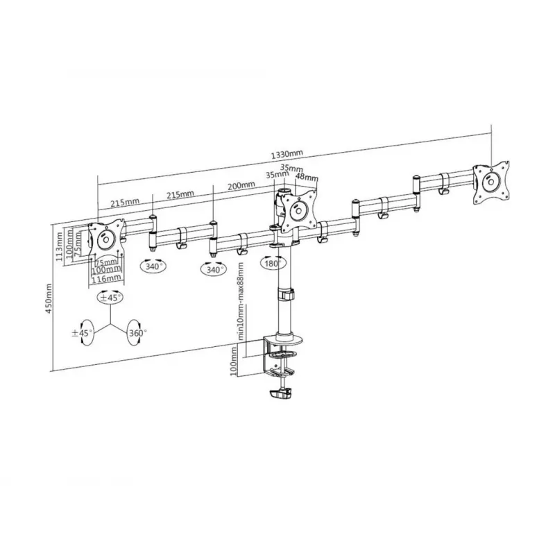Uchwyt biurkowy Multibrackets M Deskmount Basic Triple