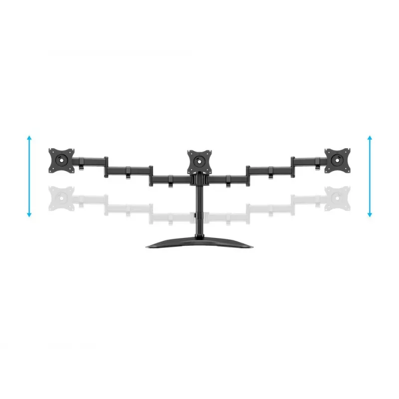 Podstawa pod monitor na biurko MULTIBRACKETS M Deskstand Basic Triple — 3-kierunkowa, VESA 75x75–100x100, udźwig do 24 kg, do ekranów 15–27 cali, czarna