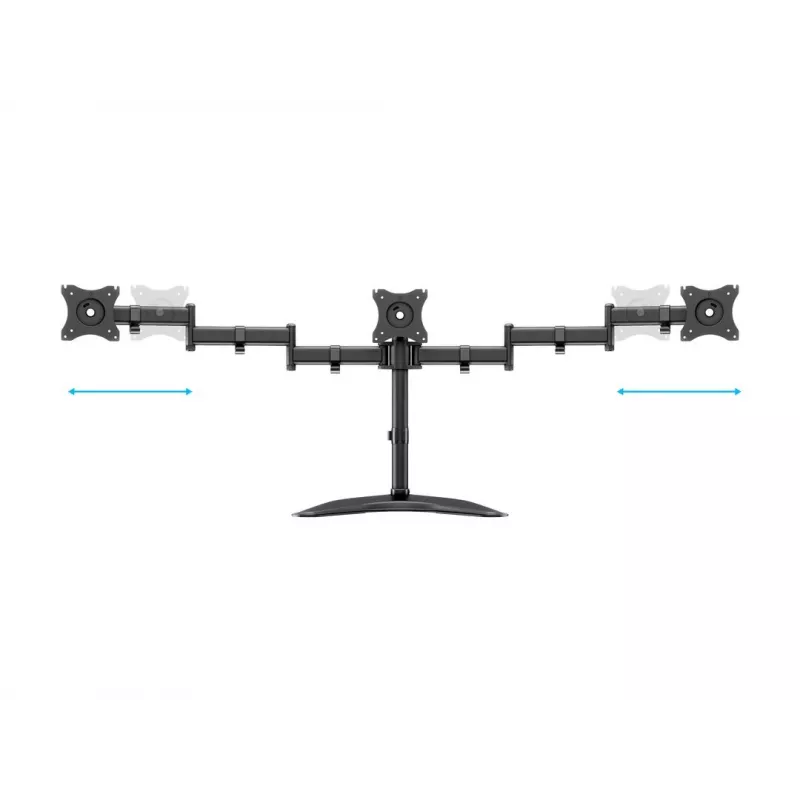 Podstawa pod monitor na biurko MULTIBRACKETS M Deskstand Basic Triple — 3-kierunkowa, VESA 75x75–100x100, udźwig do 24 kg, do ekranów 15–27 cali, czarna
