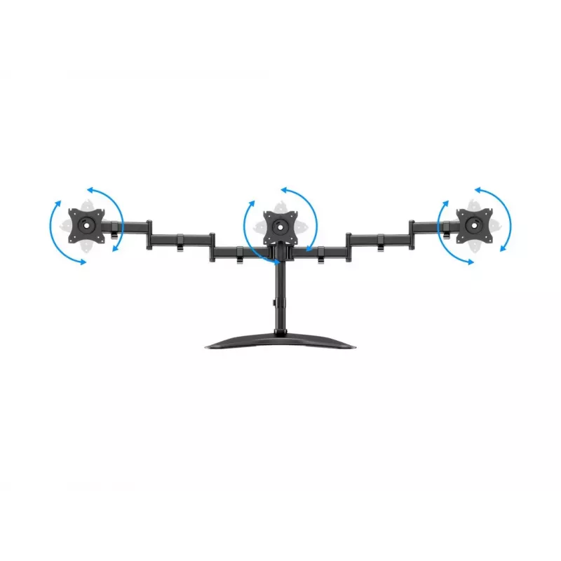 Podstawa pod monitor na biurko MULTIBRACKETS M Deskstand Basic Triple — 3-kierunkowa, VESA 75x75–100x100, udźwig do 24 kg, do ekranów 15–27 cali, czarna
