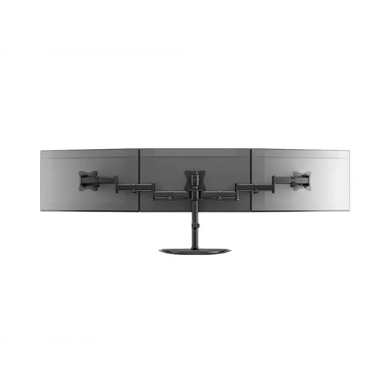 Podstawa pod monitor na biurko MULTIBRACKETS M Deskstand Basic Triple — 3-kierunkowa, VESA 75x75–100x100, udźwig do 24 kg, do ekranów 15–27 cali, czarna