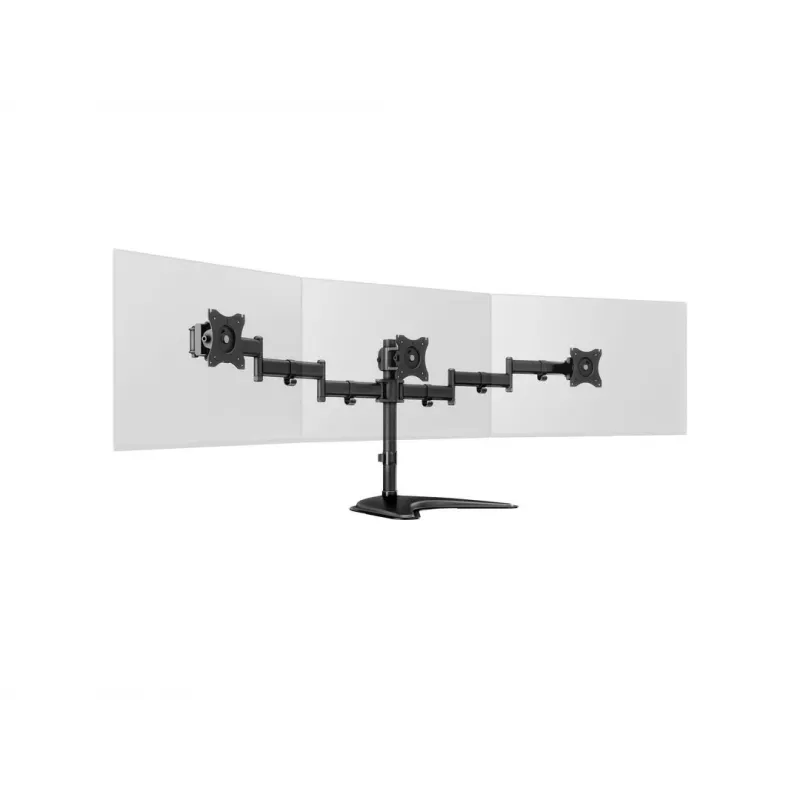 Podstawa pod monitor na biurko MULTIBRACKETS M Deskstand Basic Triple — 3-kierunkowa, VESA 75x75–100x100, udźwig do 24 kg, do ekranów 15–27 cali, czarna