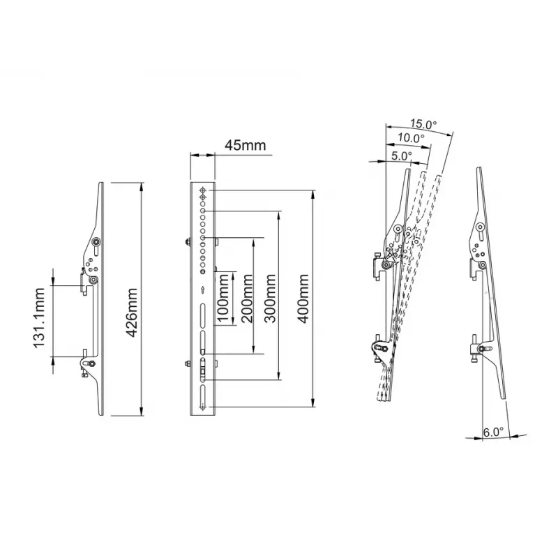 Ramię uchwytu do paneli płaskich MULTIBRACKETS M Pro Series Tilt Arms 400mm, czarny, aluminium/stal, 2 szt.