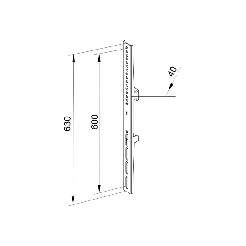 Ramię do montażu paneli płaskich Multibrackets M Pro Series Fixed Arms 600 mm, stal, czarny, opakowanie 2 szt.