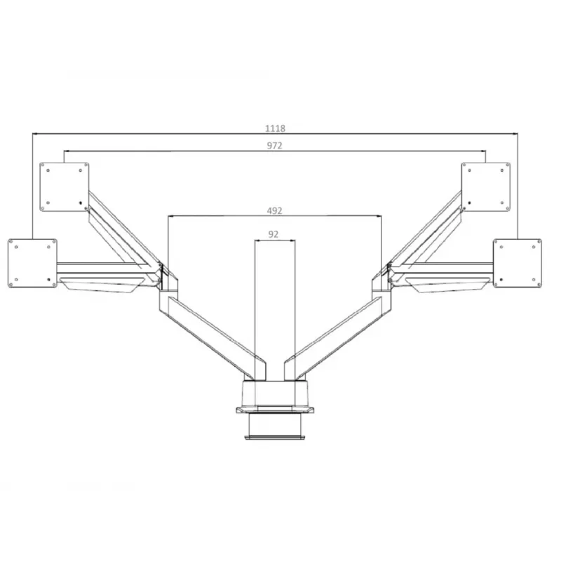 Multibrackets M VESA Gas Lift Arm Dual Side by Side Czarny Clamp 20 kg 15-32 inch
