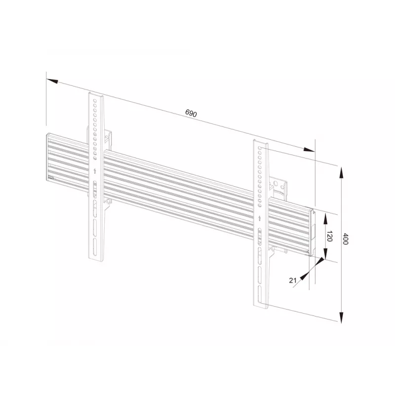 Multibrackets M Wallmount Pro MBW1U Fixed Czarny 50 kg 40-65 inch