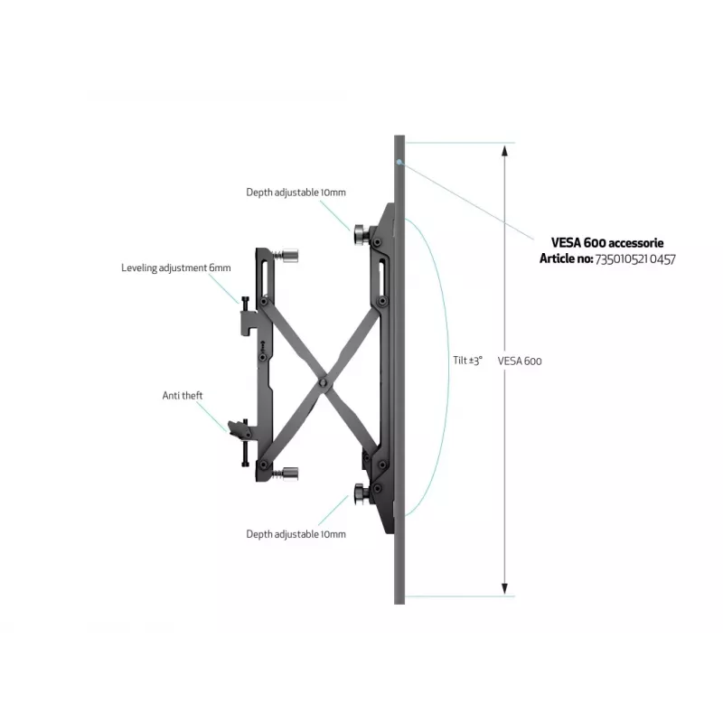 Uchwyt ścienny Multibrackets M Wallmount Pro MBW1U Czarny 30 kg 40-65 cali