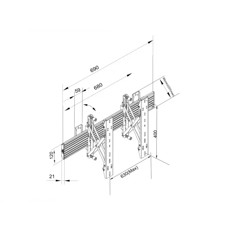 Uchwyt ścienny Multibrackets M Wallmount Pro MBW1U Czarny 30 kg 40-65 cali