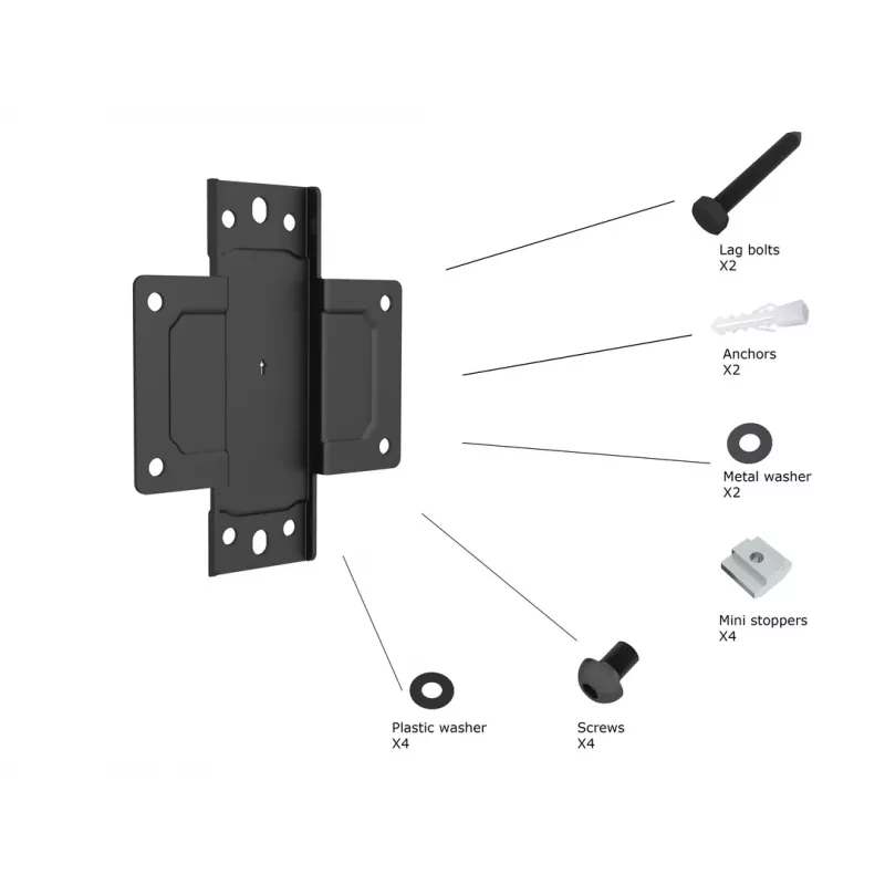 Multibrackets M Pro Series - Mała płyta ścienna, Płyta ścienna, Czarny, Stal, 30 kg, Szyna, M Pro Series