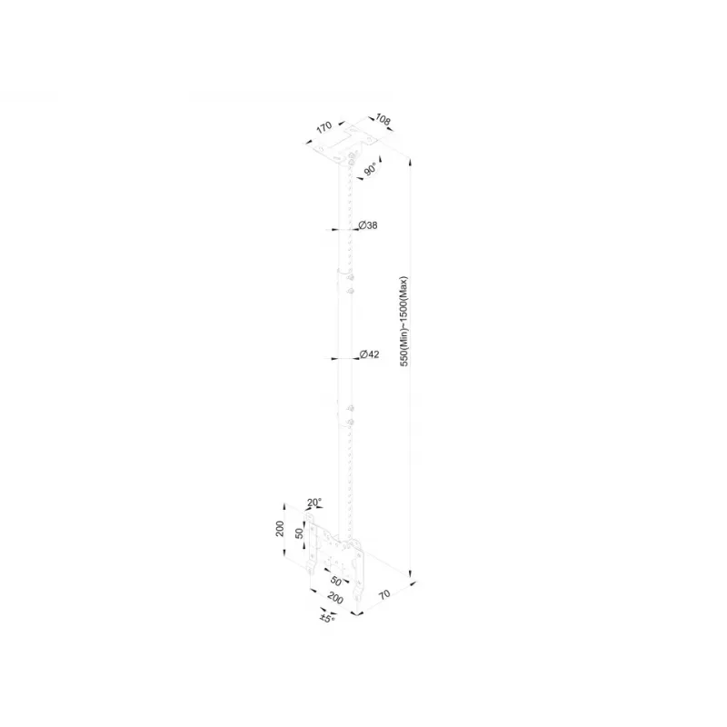 Uchwyt sufitowy Multibrackets M Public Small Single biały 1500 14 kg 10-32 cale