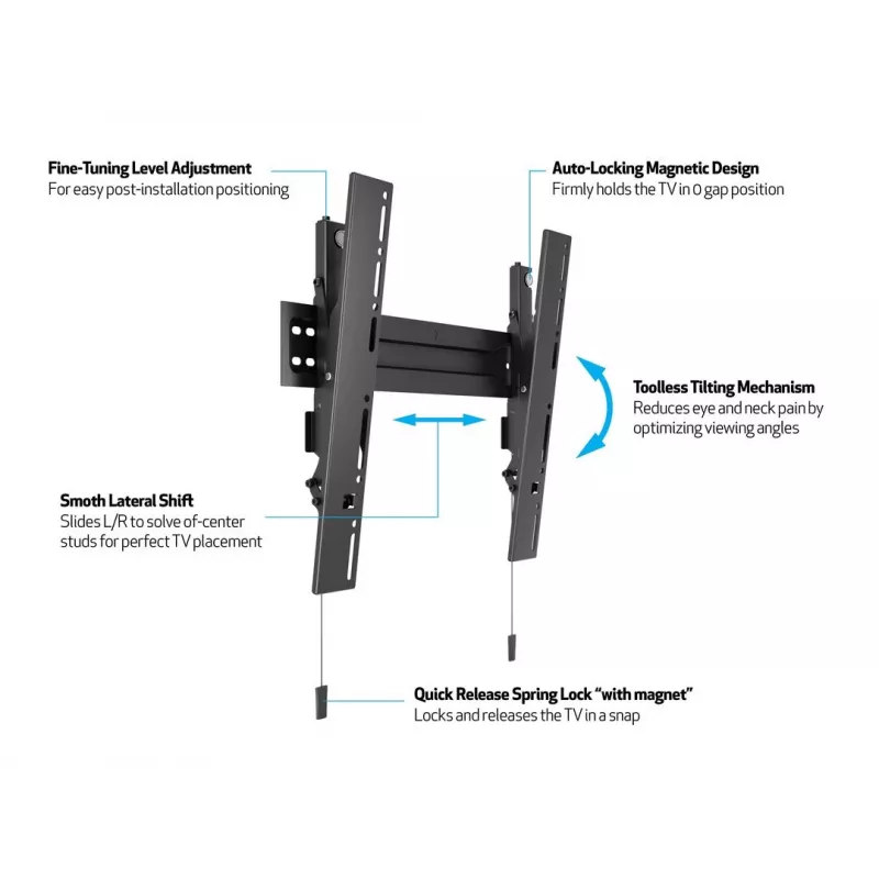 Multibrackets M VESA Wallmount Super cienki Tilt 400 MAX, 81,3 cm (32 inch), 139,7 cm (55 inch), 100 x 100 mm, 400 x 400 mm, tworzywo sztuczne, stal, czarny