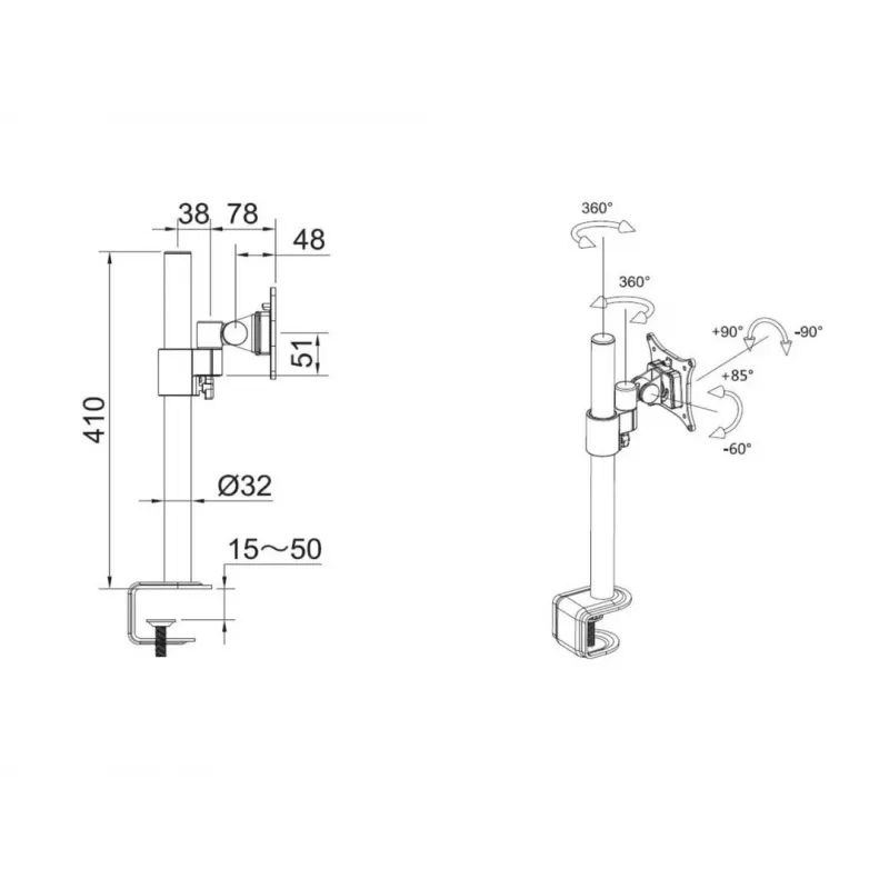 Uchwyt biurkowy Multibrackets M VESA Officeline Single Czarny