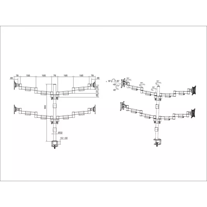 Uchwyt biurkowy Multibrackets M VESA Officeline Quad Czarny