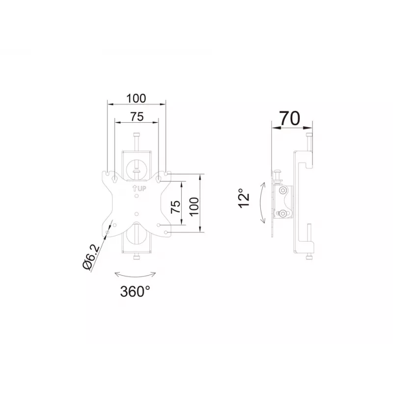 Multibrackets M Pro Series - Monitor Mount Flex Pro 75/100, Uchwyt, Czarny, Stal, 20 kg, Sufit/Podłoga, Pro Series