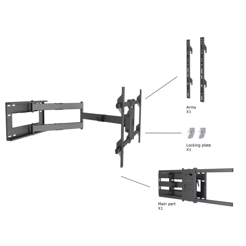 Multibrackets M Uniwersalne Ramię Długiego Zasięgu 1010mm HD Pojedyncze 40kg 42-75 cali