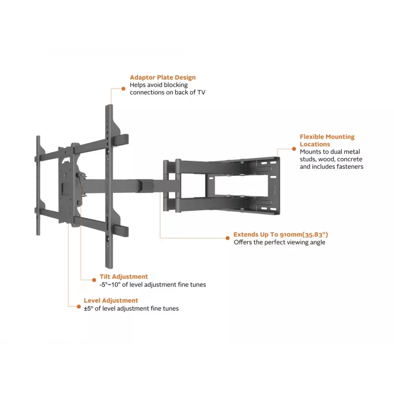 Multibrackets M Uniwersalne ramię o długim zasięgu 910 mm HD, Dual
