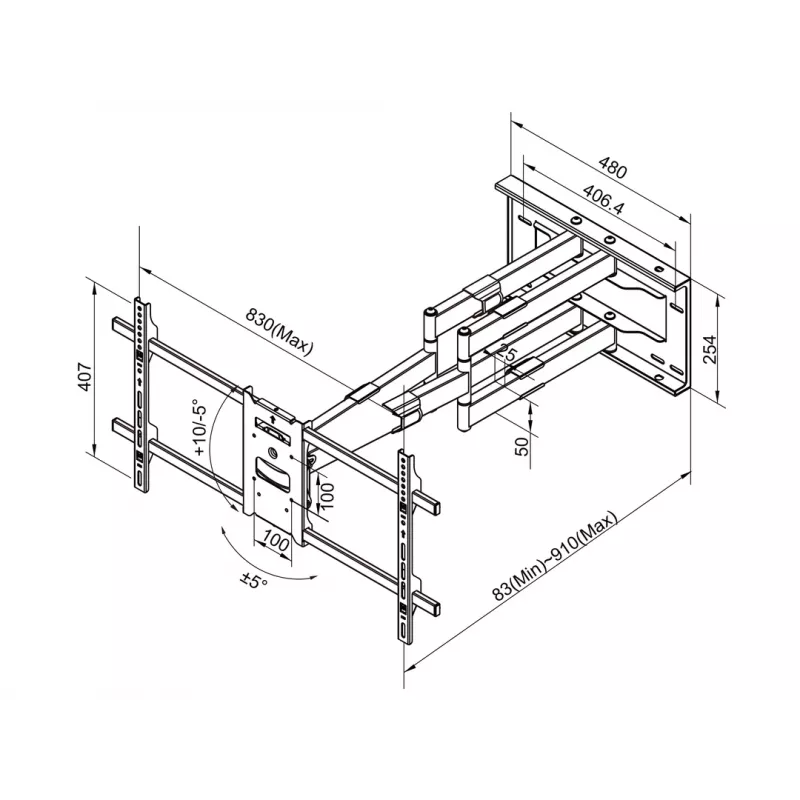 Multibrackets M Uniwersalne ramię o długim zasięgu 910 mm HD, Dual