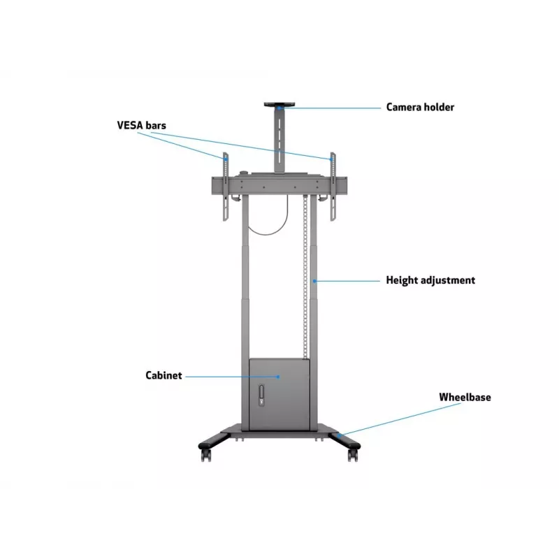 Multibrackets M Motorized Floorstand 120 kg Czarny incl cabinet & camerashelf