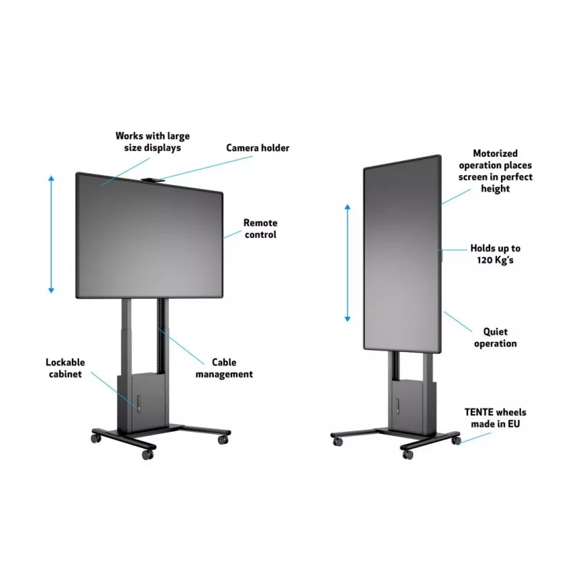 Multibrackets M Motorized Floorstand 120 kg Czarny incl cabinet & camerashelf