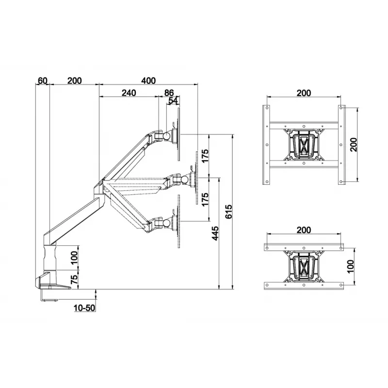 Multibrackets M VESA Gas Lift XL Single Czarny