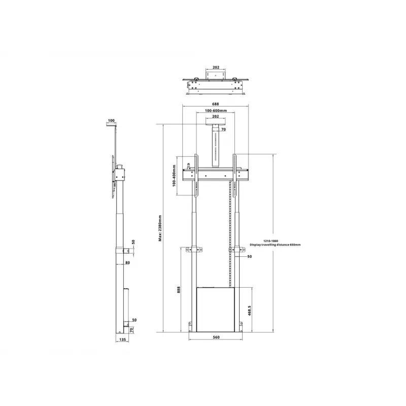 Multibrackets M Motorized Floormount 120kg Czarny incl camerashelf