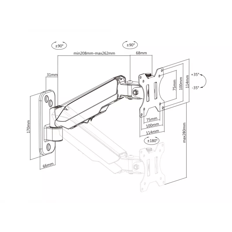 Multibrackets M Monitormount Wall Basic Single Czarny 8 kg 17-32 cale