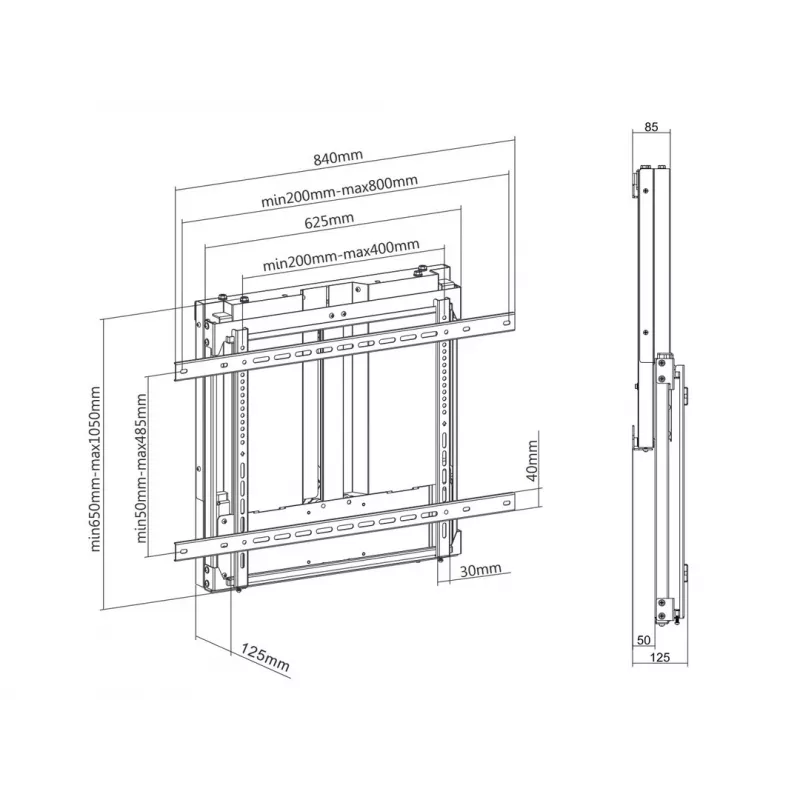 Uchwyt ścienny MULTIBRACKETS M Counterbalanced HD do telewizorów 37–55 cali, VESA 200x200–800x400, 23–40 kg, regulacja wysokości 0–400 mm, czarny
