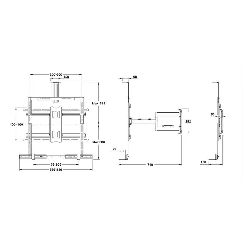 Multibrackets M Universal Flexarm Pro 60 kg Sound & Camera – uchwyt ścienny do telewizora 60 kg 55-85 cali
