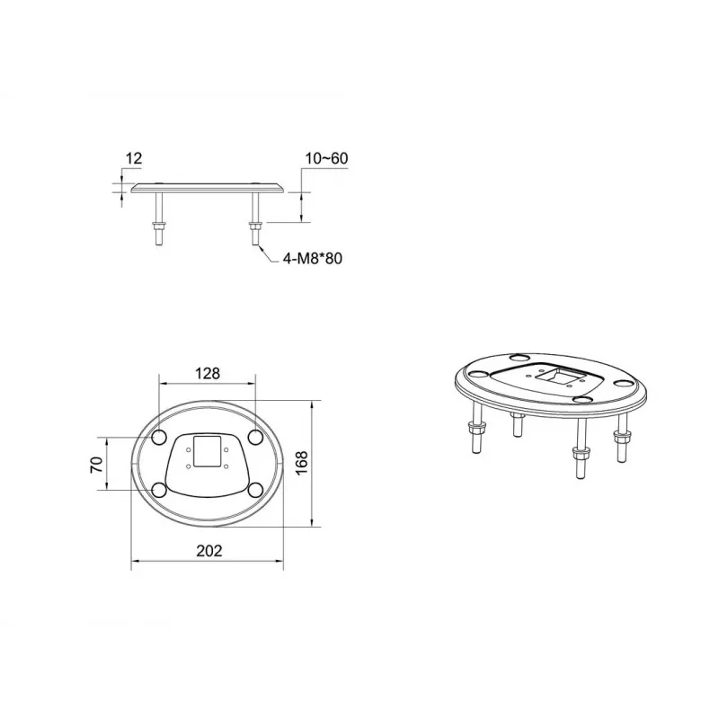 Grommet base MULTIBRACKETS M Deskmount HD — aluminium housing, Czarny, Ø 21 cm, H 40 mm, 500 g