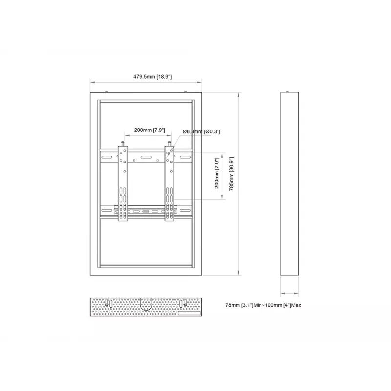 Multibrackets M Pro Series Enclosure 32 inch Wall Small Czarny Steel Landscape/Portrait