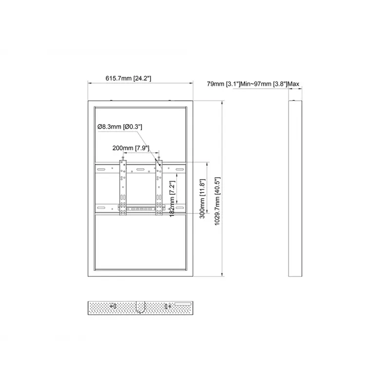 Multibrackets M Pro Series Obudowa 43 cale Mała Czarna Stal Pozioma/Pionowa