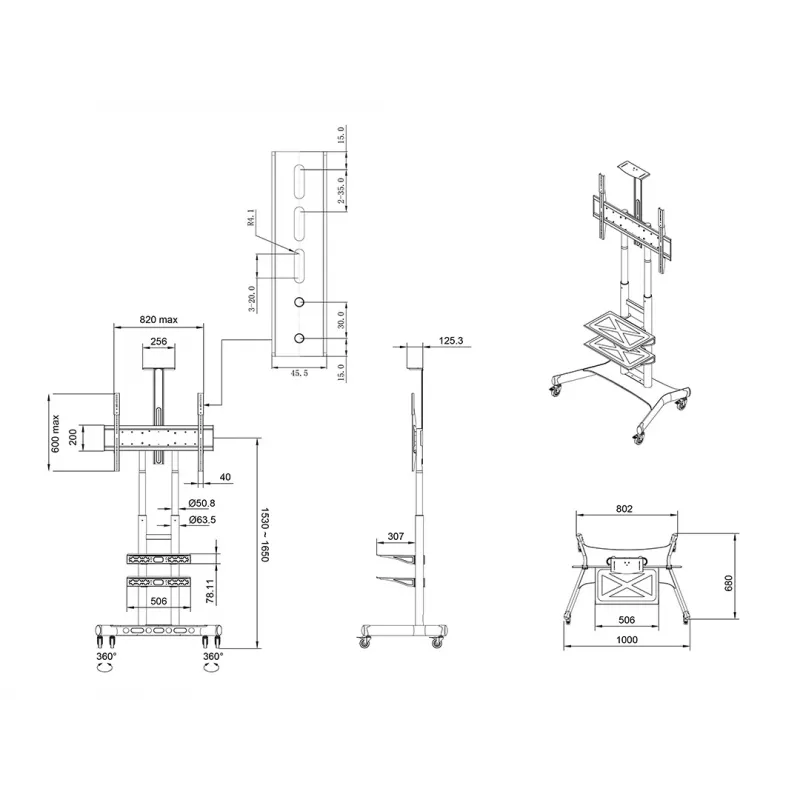 Stojak podłogowy do wyświetlaczy MULTIBRACKETS M Public Basic 180 Plus — obsługa 55–80 cali, maks. 90 kg, VESA 200x200–600x400, czarny