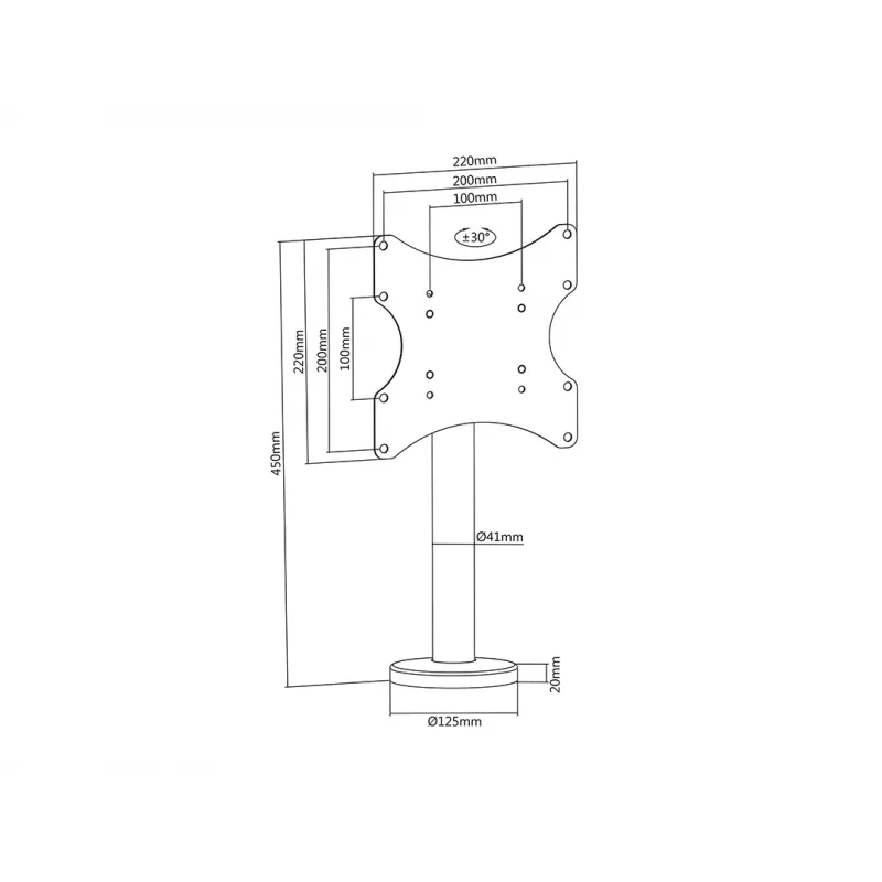 Multibrackets M VESA Przykręcany uchwyt TV Turn 200 MAX 30 kg 23-43 cale