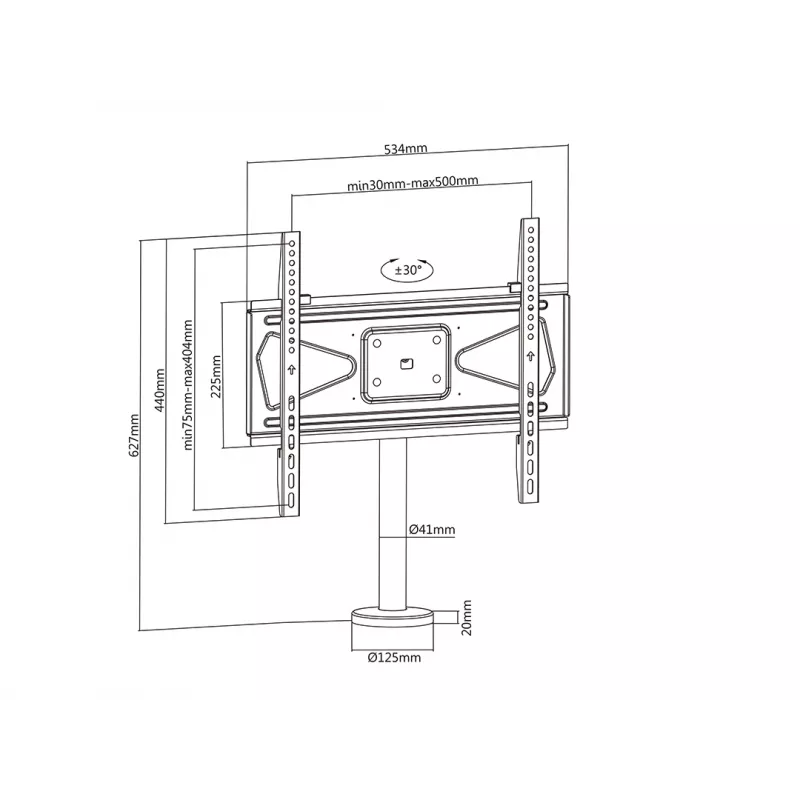 Multibrackets M VESA Bolt Down TV-mount Turn 400 MAX 30 kg 23-55 inch