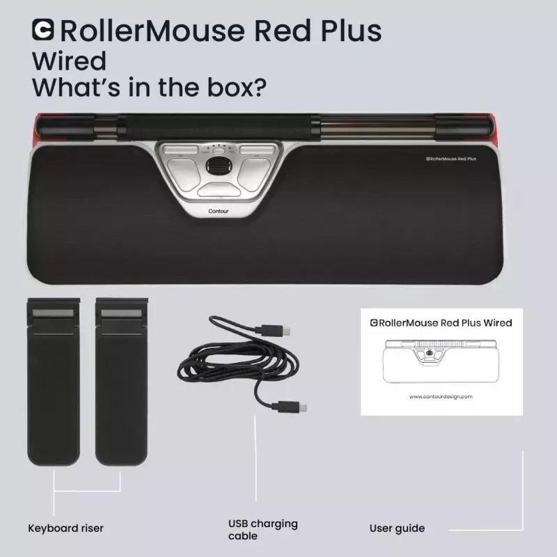 Contour Design Rollermysz czerwony Plus mysz przewodowa ergonomiczna USB-C 2800 DPI