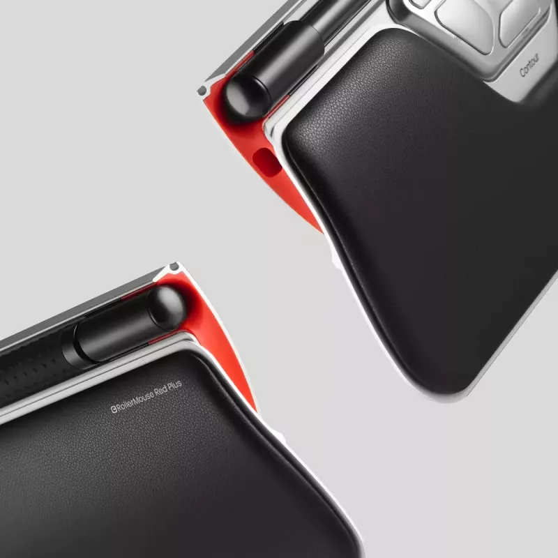 Contour Design Rollermysz czerwony Plus, Klient cienki, Przewodowy - Centralne urządzenie wskazujące - ergonomiczne - dla prawo- i leworęcznych - przewodowe - USB-C