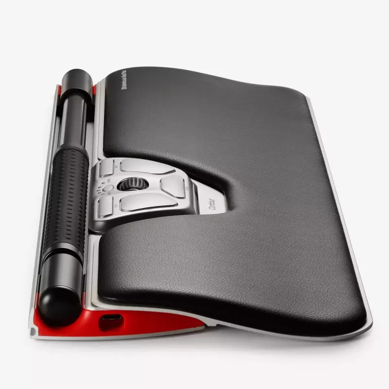 Contour Design Rollermysz czerwony Plus, Klient cienki, Przewodowy - Centralne urządzenie wskazujące - ergonomiczne - dla prawo- i leworęcznych - przewodowe - USB-C