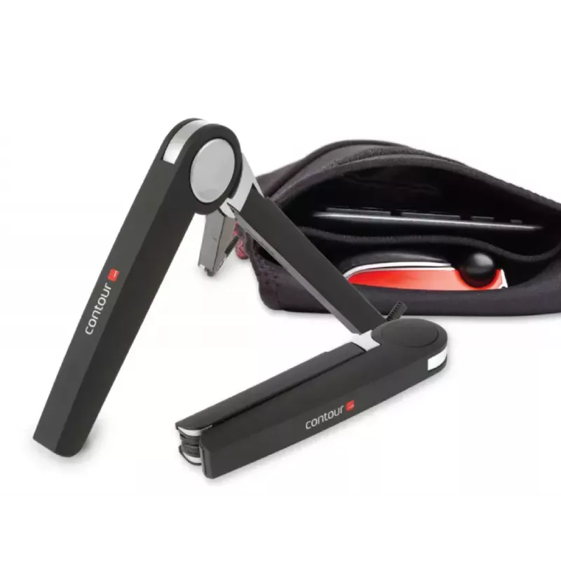 Contour Rollermysz czerwony Plus WL Travel Kit — bezprzewodowy RF, pełnowymiarowa klawiatura, czarny, zawiera mysz i podpórkę pod nadgarstki