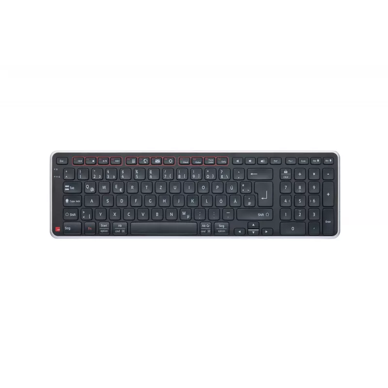 Klawiatura Contour Design Balance DE, bezprzewodowa, pełnowymiarowa (100%), bezprzewodowa, RF Wireless + USB, przełącznik nożycowy, QWERTZ, czarna