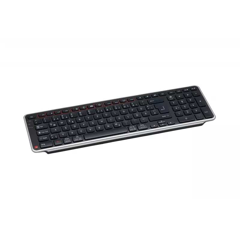 Klawiatura Contour Design Balance DE, bezprzewodowa, pełnowymiarowa (100%), bezprzewodowa, RF Wireless + USB, przełącznik nożycowy, QWERTZ, czarna