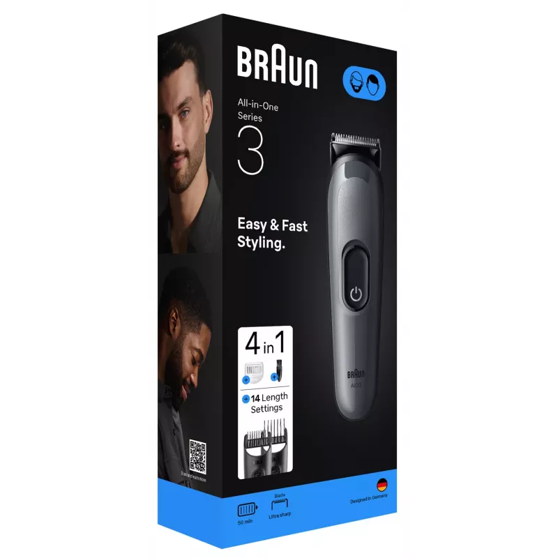Braun AIO3500 trymery do włosów/maszynka do strzyżenia Czarny, Szary 14 Niklowo-Wodorkowe (NiMH)