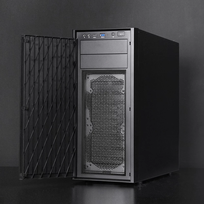 Obudowa komputerowa CHIEFTEC BW-01B-OP Midi Tower ATX/ITX, obsługa 6×3,5 inch + 4×2,5 inch, 2×5,25 inch, tył 1×120 mm, SGCC, czarna, 200×510×465 mm