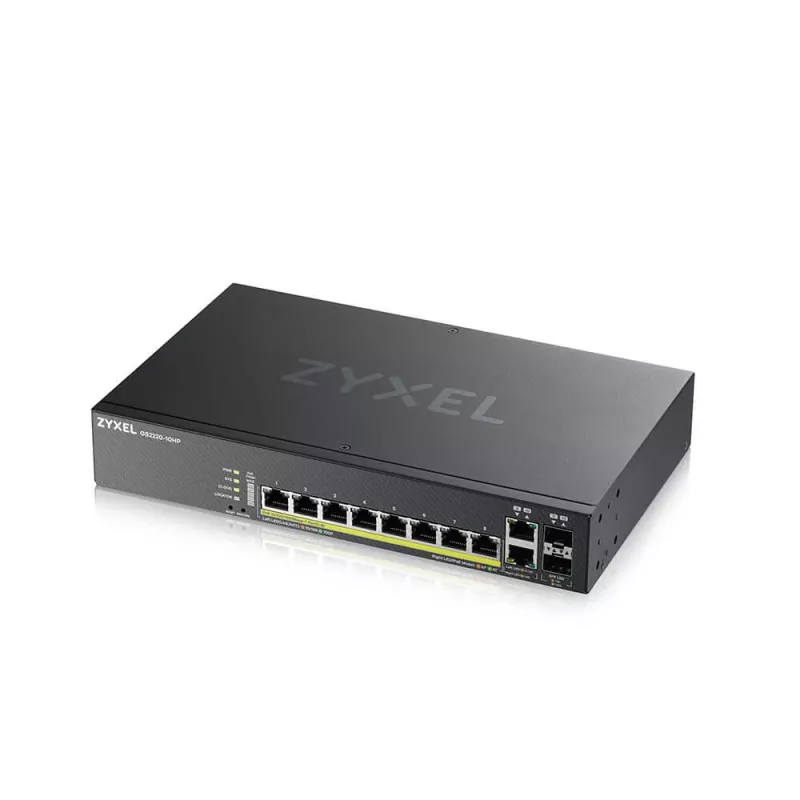 Zyxel GS2220-10HP-EU0101F przełącznik sieciowy Zarządzalny L2 Gigabit Ethernet (10/100/1000) Power over Ethernet (PoE) Czarny