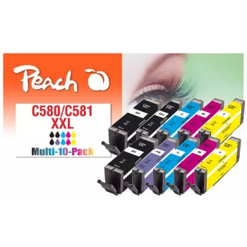 Peach PI100-437 wkład atramentowy 10 szt. Kompatybilny Extra (Super) High Yield Czarny, cyjan, magenta, Photo niebieski, Żółty