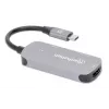 Manhattan USB-C Dock/Hub, Porty (x3): HDMI, USB-A i USB-C, z Power Delivery (PD) 100 W - wymaga zewnętrznej ładowarki USB-C (nie dołączona). Zasilany przez USB (nie wymaga zewnętrznego zasilacza), gdy PD nie jest używane, Aluminium
